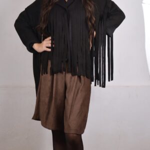 Statement Jacket: Μαύρο Τζάκετ One Size με Full Κρόσια